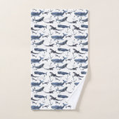 Motif de baleine et d'Ancre d'aquarelle (Serviette à main)