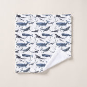 Motif de baleine et d'Ancre d'aquarelle (Gant de toilette)