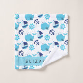 Motif De Baleines, Baleines Bleues, Votre Nom (Gant de toilette)