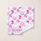 Motif De Baleines, Baleines Roses, Votre Nom (Gant de toilette)