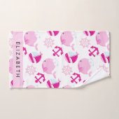 Motif De Baleines, Baleines Roses, Votre Nom (Serviette à main)
