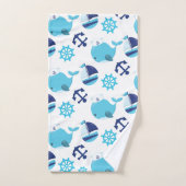 Motif De Baleines, Beaux Baleines, Baleines Bleues (Serviette à main)