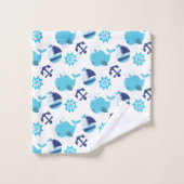 Motif De Baleines, Beaux Baleines, Baleines Bleues (Gant de toilette)