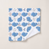 Motif De Baleines, Beaux Baleines, Baleines Bleues (Gant de toilette)