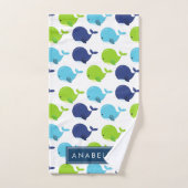 Motif De Baleines, Beaux Baleines, Votre Nom (Serviette à main)