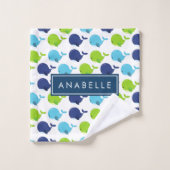 Motif De Baleines, Beaux Baleines, Votre Nom (Gant de toilette)