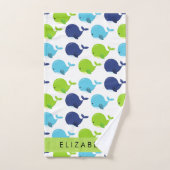 Motif De Baleines, Beaux Baleines, Votre Nom (Serviette à main)