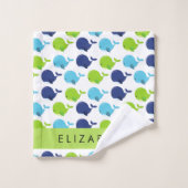 Motif De Baleines, Beaux Baleines, Votre Nom (Gant de toilette)