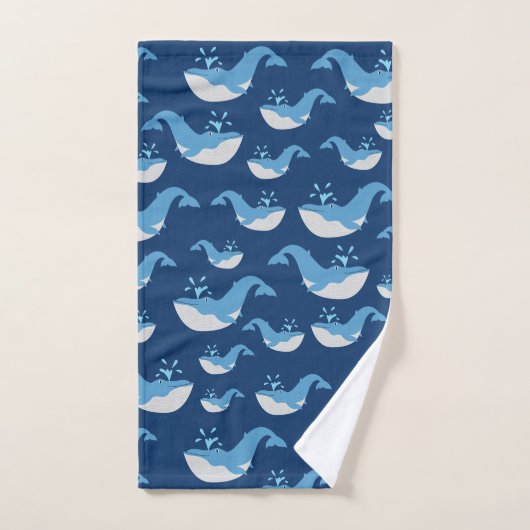 Motif de baleines de l'océan bleu profond (Serviette à main)