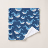 Motif de baleines de l'océan bleu profond (Gant de toilette)