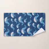 Motif de baleines de l'océan bleu profond (Serviette à main)