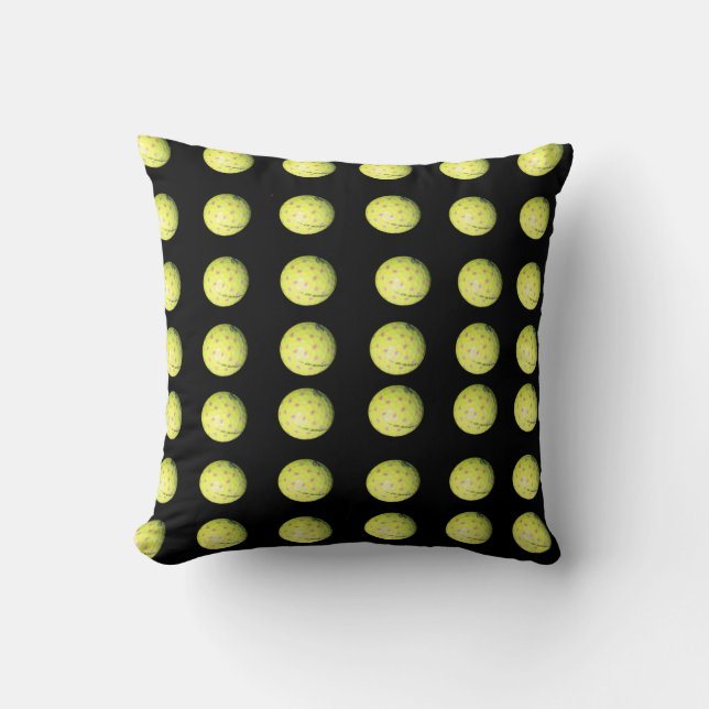 Motif de balle de golf Jaune Noir, Coussin Jaune. (Recto)