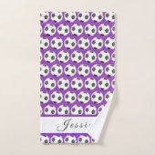 Motif de balle de soccer violet Filles Nom Femme S (Serviette à main)