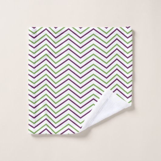Motif de bande vert pourpre Chevron (Gant de toilette)