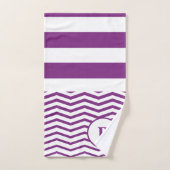 Motif de bande violet et blanc (Serviette à main)