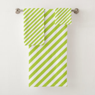 Motif de bandes diagonales vert citron et blanc