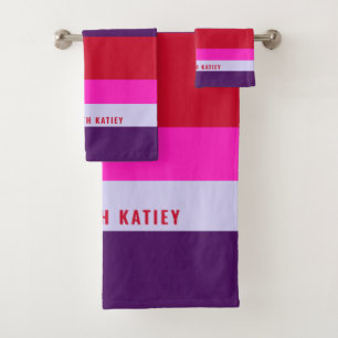 Motif de bandes rouge, rose et violet