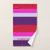 Motif de bandes rouge, rose et violet (Serviette à main)