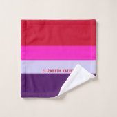 Motif de bandes rouge, rose et violet (Gant de toilette)