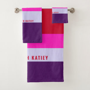 Motif de bandes rouge, rose et violet
