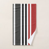 Motif de bandes verticales gris-noir rouge (Serviette à main)
