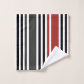 Motif de bandes verticales gris-noir rouge (Gant de toilette)