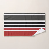 Motif de bandes verticales gris-noir rouge (Serviette à main)