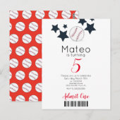 Motif de baseball moderne Invitations de fête de s (Devant / Derrière)