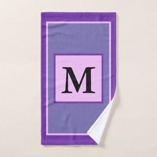 Motif de bloc de monogramme rose violet (Serviette à main)