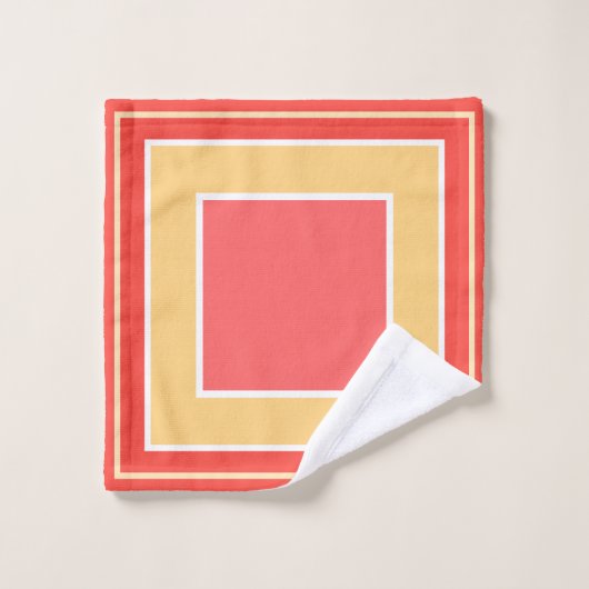 Motif de blocs géométriques Monogram Peach Fruit (Gant de toilette)