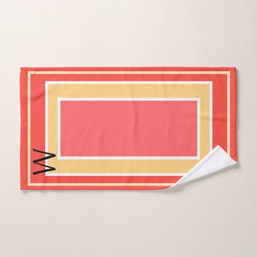 Motif de blocs géométriques Monogram Peach Fruit (Serviette à main)