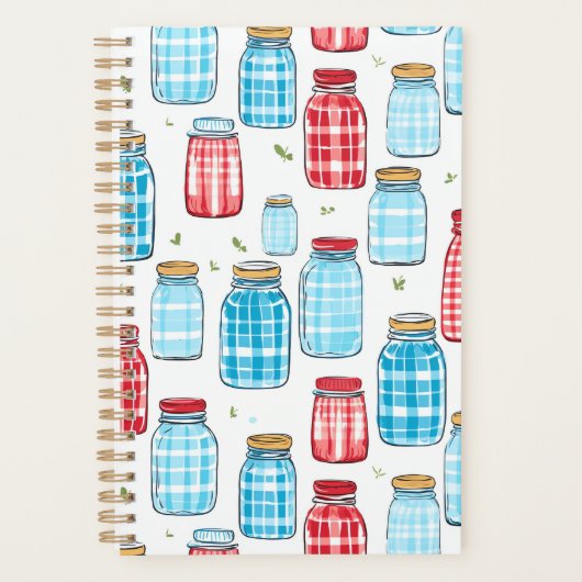 Motif de bocal Mason Gingham – Charme de cuisine c (Devant)