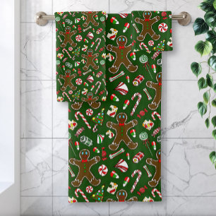 Motif de bonbon en pain d'épices festif vert ludiq