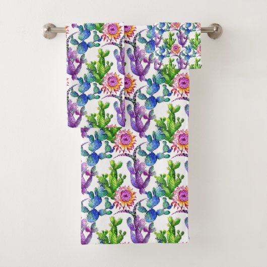 Motif de cactus de fleur sauvage d'aquarelle (En situation)