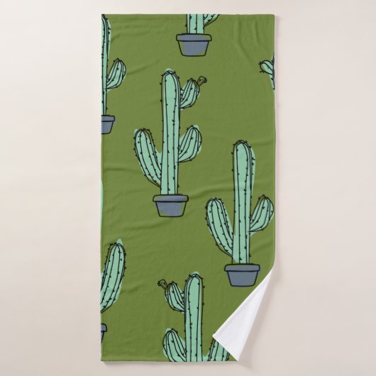 Motif de cactus dessiné à la main (Serviette de bain)