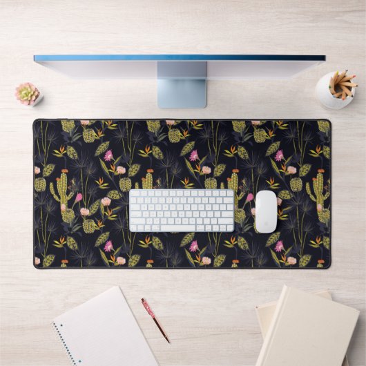 Motif de cactus nocturne d'été foncé (Bureau 1)