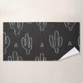 Motif de cactus noir à main (Serviette de bain)
