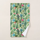 Motif de cactus Turquoises verts en fleurs (Serviette à main)