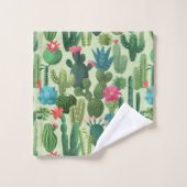 Motif de cactus Turquoises verts en fleurs (Gant de toilette)