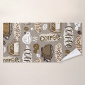 Motif de café doodé à la main arrière - plan (Serviette de bain)
