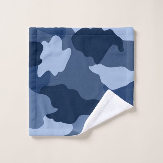 Motif de camouflage bleu Monogramme initial (Gant de toilette)