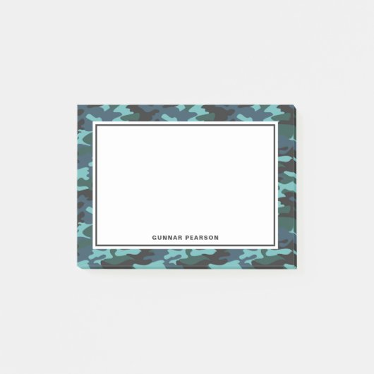 Motif de Camouflage moderne Nom Black Post-it Note (Devant)