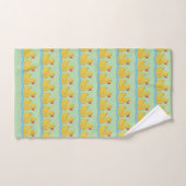 Motif de caneton mignon sur vert clair (Serviette à main)