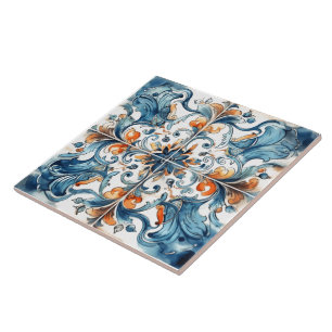 Motif de carreaux bleu et orange