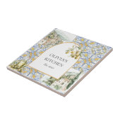 Motif de carreaux bleu jaune Olive Méditerranée (Côté)