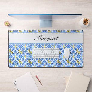 Motif de carreaux bleus Azulejo citron personnalis