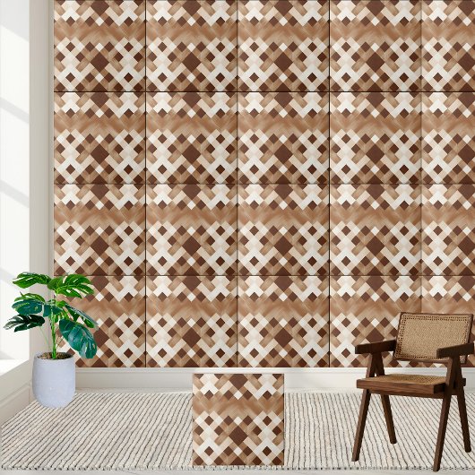 Motif de carreaux Brown et blanc unique À damiers