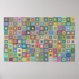 Motif de carreaux colorés rétro amusant Poster