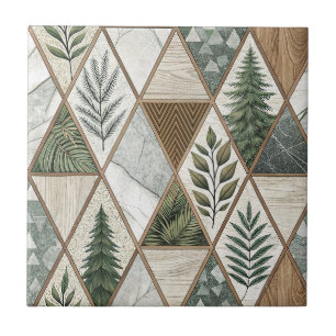 Motif de carreaux de feuille de pin et de marbre d