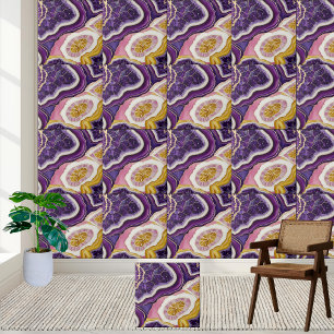 Motif de carreaux de géoode lumineux en violet ros